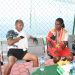 Pangdam XVIII/Kasuari (kiri) duduk bersama Christina Marwam Jembay (kanan), petinju yang meraih medali emas di PON XX Papua tahun 2021 lalu.