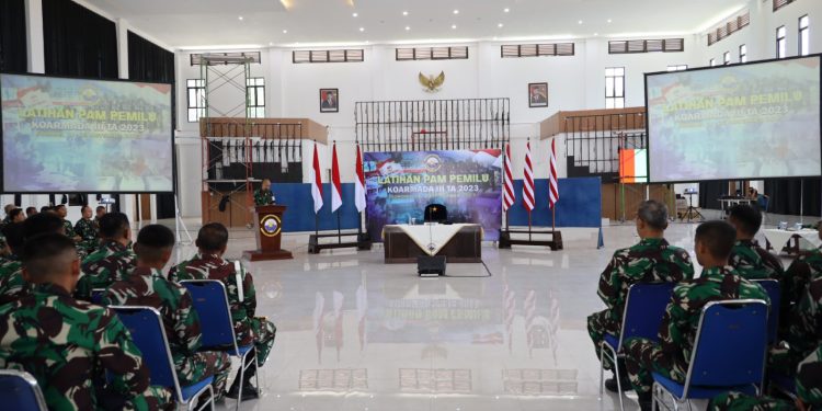 Prajurit Koarmada III Ikuti Latihan Pengamanan Pemilu