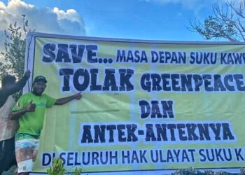 Masyarakat Adat Kawei Pasang Spanduk Besar Tolak Kehadiran Greenpeace