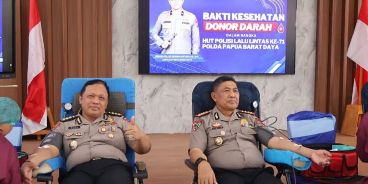 Semarak HUT Lalu Lintas ke-71, Ditlantas Polda Papua Barat Daya Gelar Donor Darah